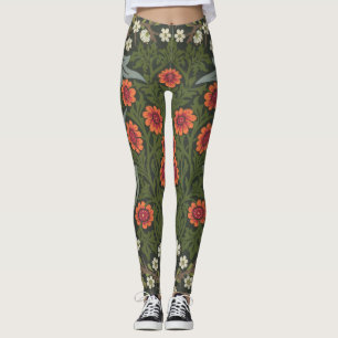 Legging Jardim Flor Clássica de Amieiro Preto William Morr