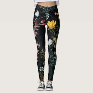 Legging Jardim Floral Escuro: Padrão Noturno Sangrento