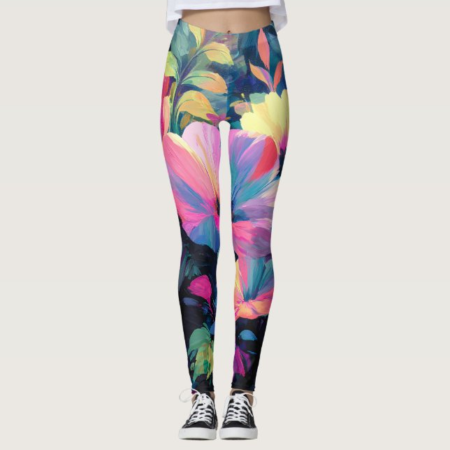 Legging Jardim Floral Primavera de Flor de Flor Rush (Frente)