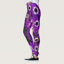 Legging Jardim Floral Roxo Brilhante com Flores Modernas e