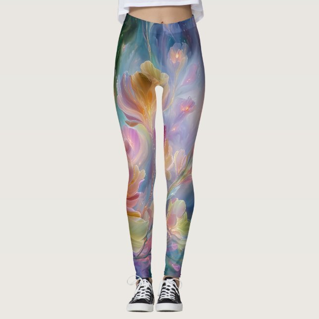 Legging Jardim floral sonhador abstrato (Frente)