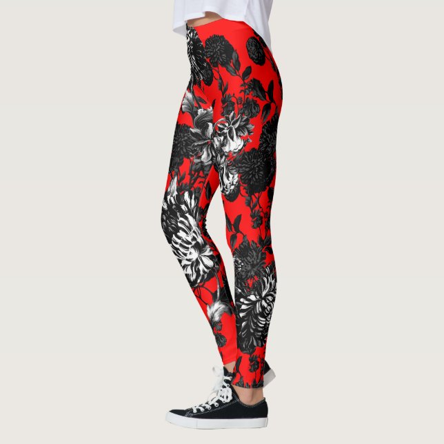 Legging Jardim floral vermelho branco preto de Toile (Esquerda)