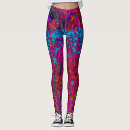 Legging Jardim Magenta Psicodélico Púrpura Lily Flor