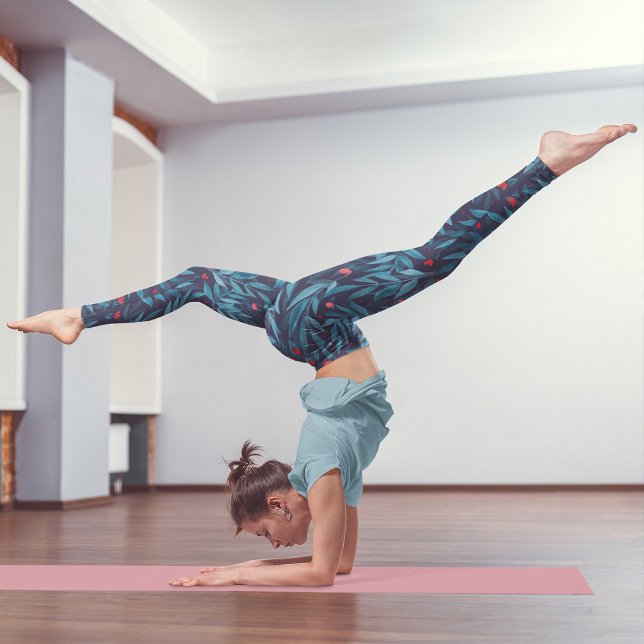 Legging Jardim noturno de aquarelas - turquesa, azul e ver (Criador carregado)