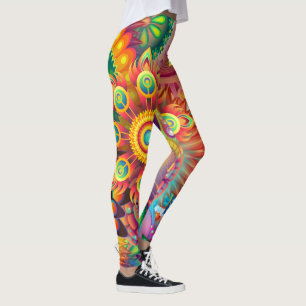 Legging Jardim Psicodélico Boêmico Retro 70s Design