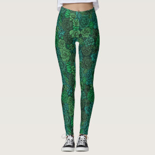 Legging Jardim suculento em verde