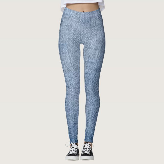 legging jeans azul floração moderna preta chique (Frente)