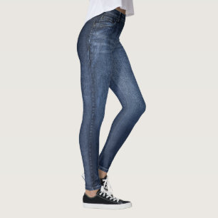 Legging Jeans de lavagem escura Impressos em todas as part