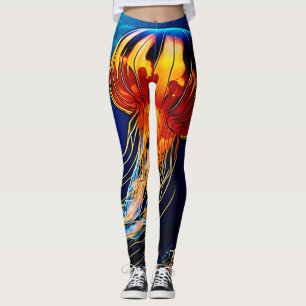 Legging Jellyfish vibrante arte submarina