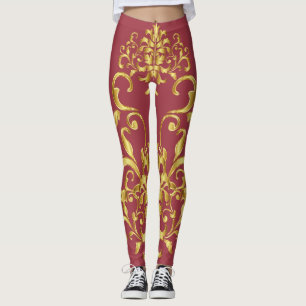 Legging Jester Red com Dourada Cor damasco Atlética