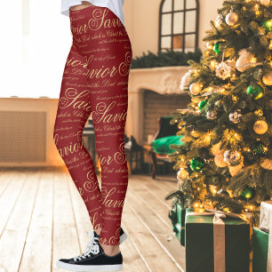 Legging Jesus Red Dourado Presente de Natal Religioso Cris
