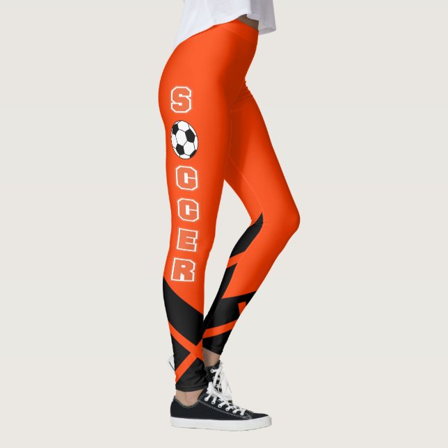 Legging Jogador de futebol alaranjado, branco e preto (Direita)