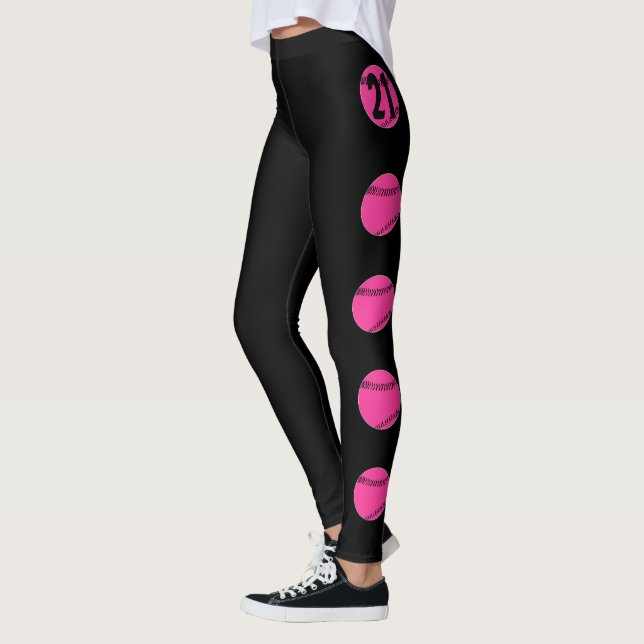 Legging Jogador de Softball Coletivo Rosa Personalizado Es (Esquerda)