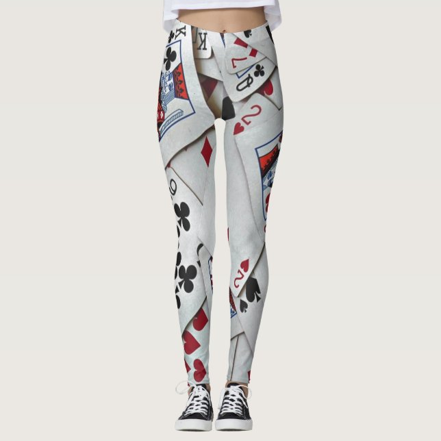 Legging Jogando Cartões Jogos de Pôquer Rainha King (Frente)