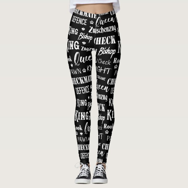 Legging Jogo de Conselho Tradicional Branco e Preto do Con (Frente)