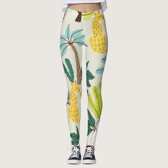 Legging Joia da Selva: Diversão Animal de Cartoon (Frente)