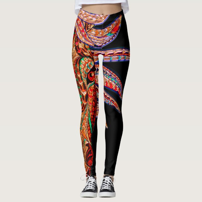 Legging Joia do cavalo mosaico colorido equestre (Frente)
