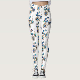 Legging Joias de Natal Árvore azul clara Lua clara