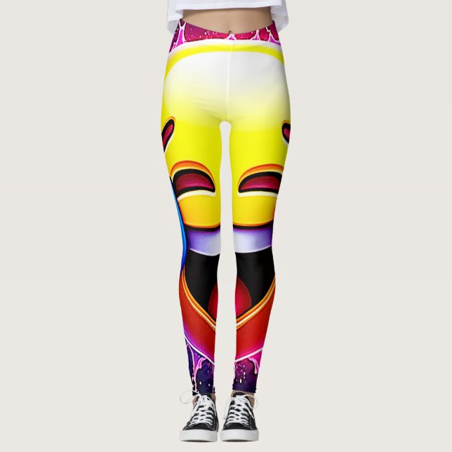 Legging Joyful Splash: Laughing Emoji Art (Frente)