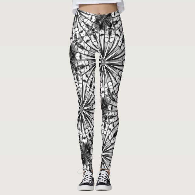 LEGGING KALEIDOSCOPE PADRÃO DE REPETIÇÃO RADIAL BRANCO (Frente)