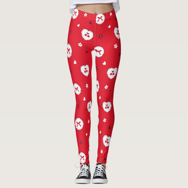 Legging Kawaii Cherries and Bows Pattern (Frente)
