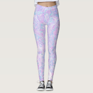 Legging Kawaii Cute Boho Swirly Pastel Cotton Candy Marble