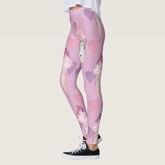 Legging Kawaii Marshmallow e padrão de Sorvete (Esquerda)