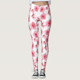 Legging kawaii pink cherry blossoms