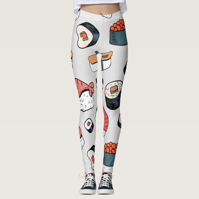 Legging Kawaii Sushi Rolls Pattern Slip-On Sneakers Leggi (Frente)