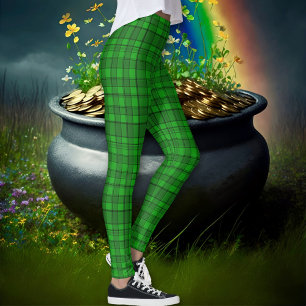 Legging Kelly Green Black Irish Tartan Xadrez