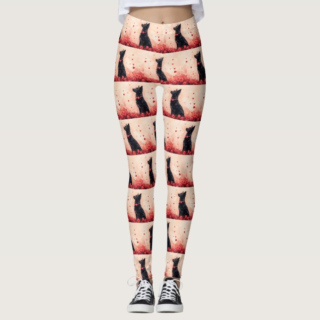 Legging Kelpie Australiano com Rosas - Dia dos Namorados (Frente)