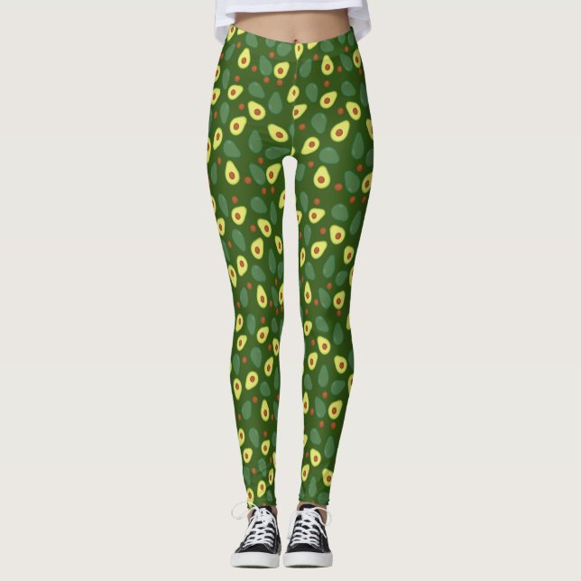 Legging Khaki Green Avocado Pattern Trendy Yoga Gym Kit (Frente)