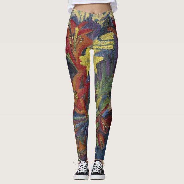 Legging Kirchner Lírios Laranja Vibrante Expressionista Ar (Frente)