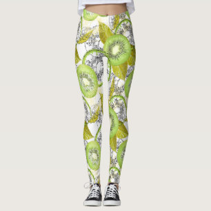 Legging Kiwi, frutado, verde e branco, fresco, suculento,