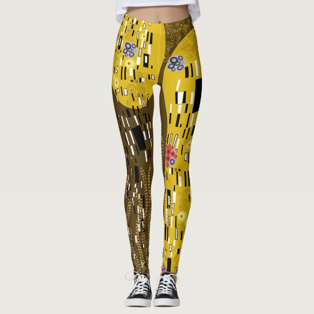 Legging Klimt Inspirou Dourada Arte Nouveau O Beijo (Frente)