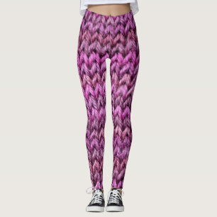 Legging Knit Harmony: Textura de distribuição roxa