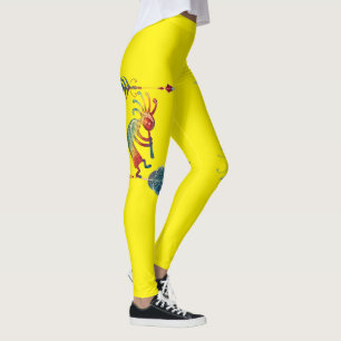Legging Kokopelli Nativo Americano Com Duas Penas 1