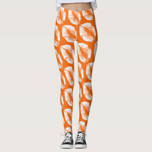 Legging Lábios Brancos Laranja Moderno