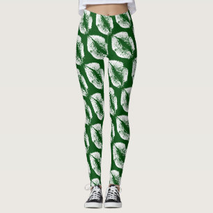Legging Lábios Brancos Verde Moderno