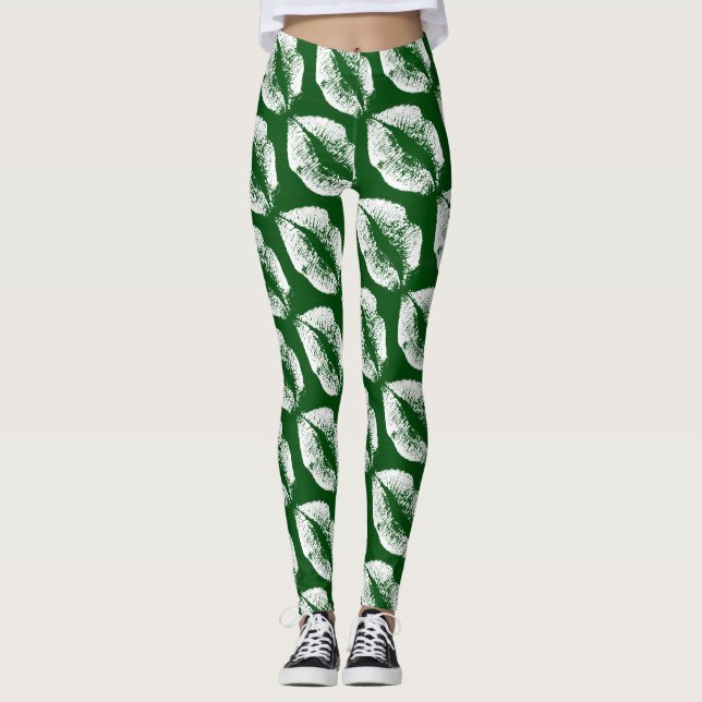 Legging Lábios Brancos Verde Moderno (Frente)