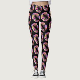 Legging Lábios Coloridos Preto Moderno