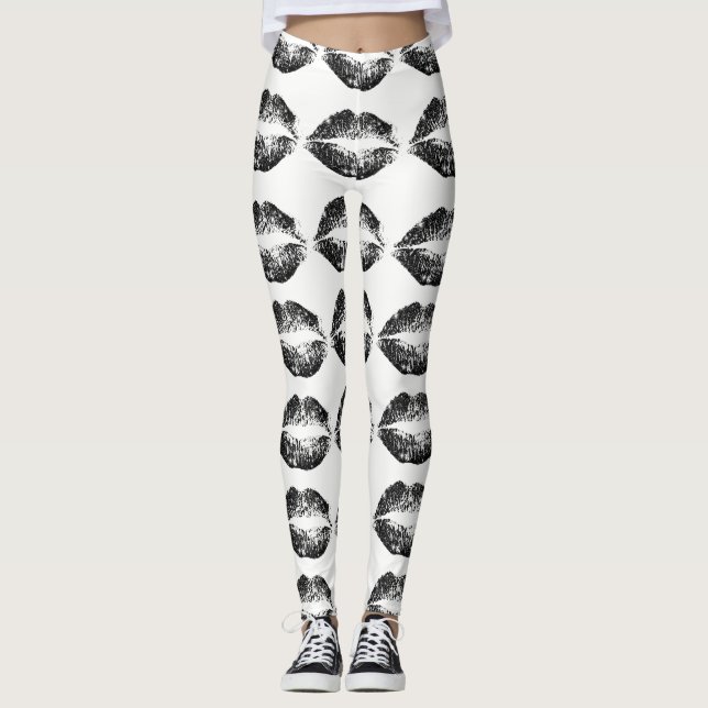 Legging Lábios com Brilho Preto (Frente)