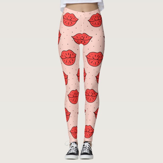 Legging Lábios de desenho: padrão de rabiscos feminista. (Frente)