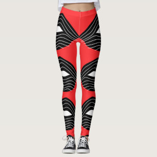 Legging Lábios pretos em caneleiras vermelhas