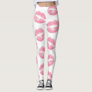 Legging Lábios Rosa, Padrão De Lábios, Batom Rosa, Beijo