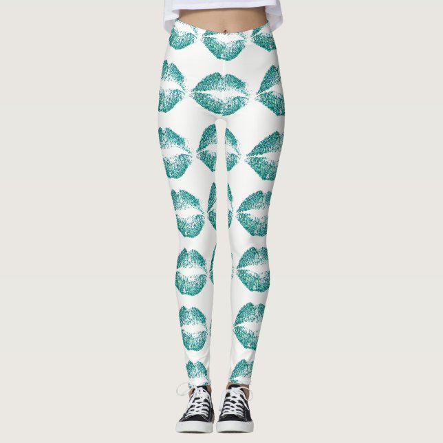 Legging Lábios Turquoise Glitter #2 (Frente)