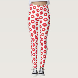 Legging Lábios Vermelhos, Batom Vermelho, Beijo, Padrão De