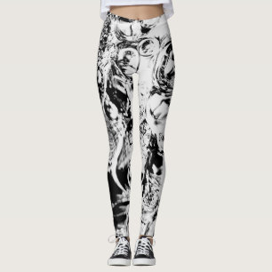 Legging Labirinto Abstrato Preto Branco