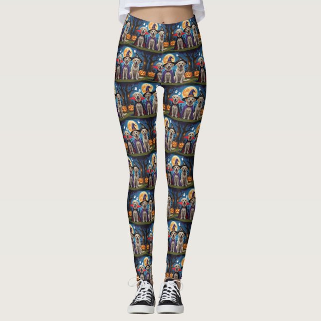 Legging Labrador Dogs Pumpkin Halloween Engraçado (Frente)