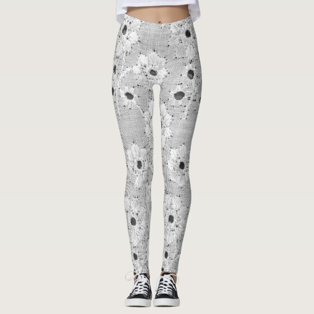 Legging Lace branco fino: Vintage da legância (Frente)